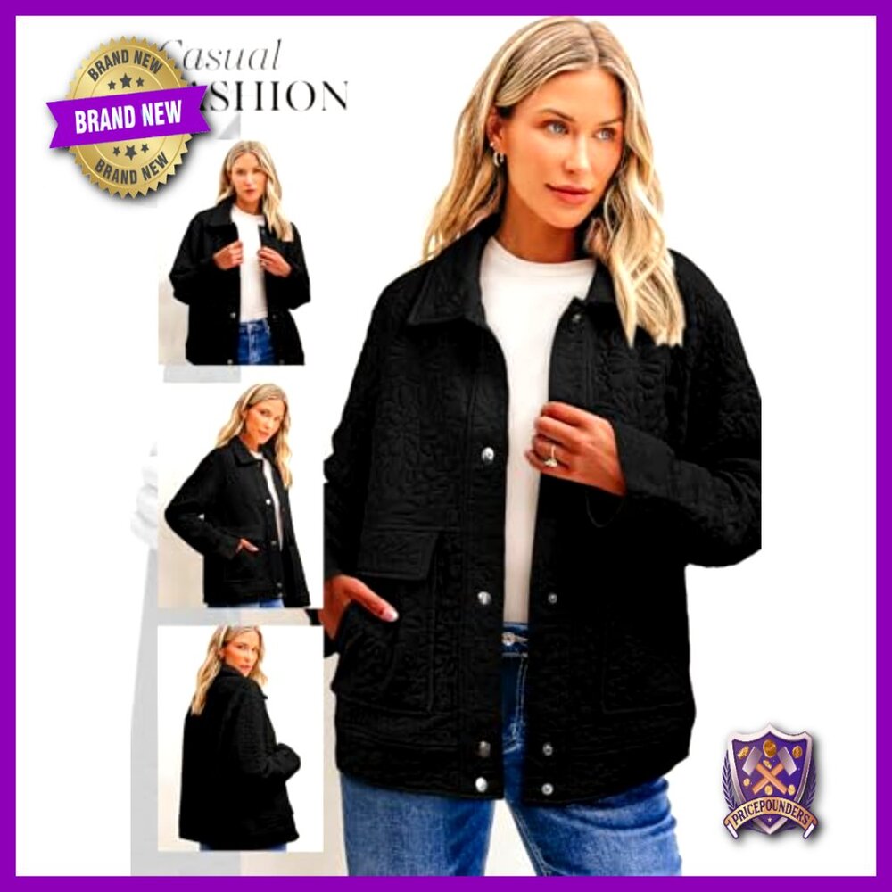 Jacquard Button Down Shacket Jacket Casual Long S… - image 4